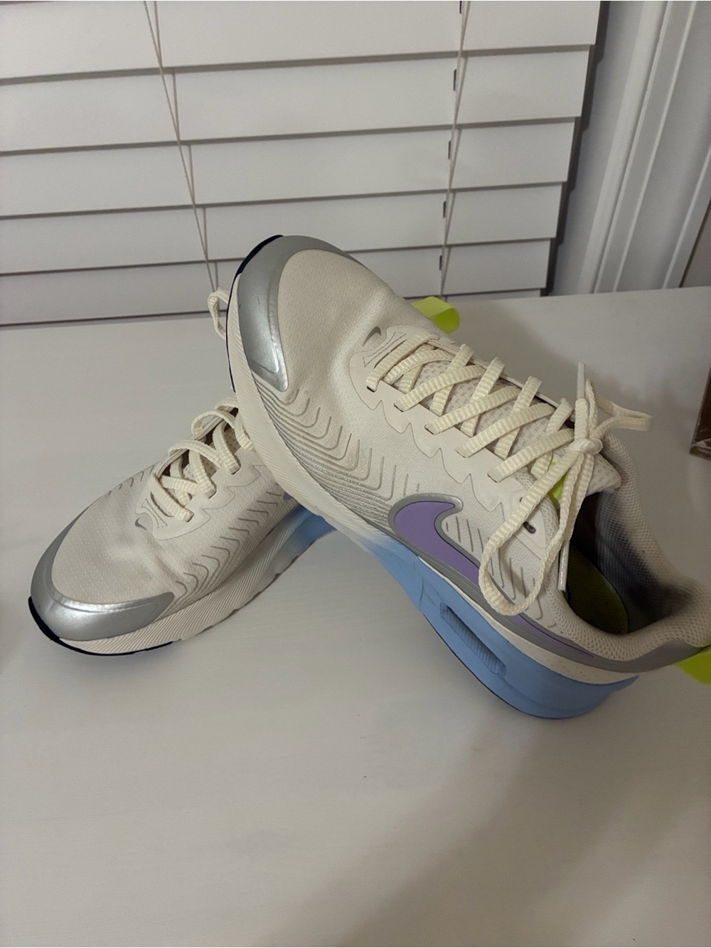 Women's white Nike Athletic Sneakers with Lavender Accent